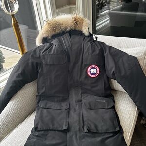 Canada Goose Black Puffer Jacket with Fur Trim